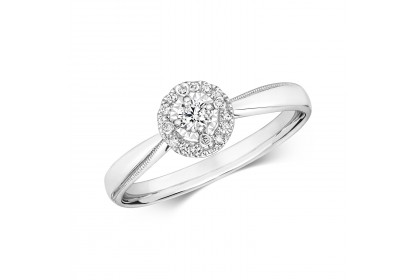  9ct White Gold Diamond Illusion Ring