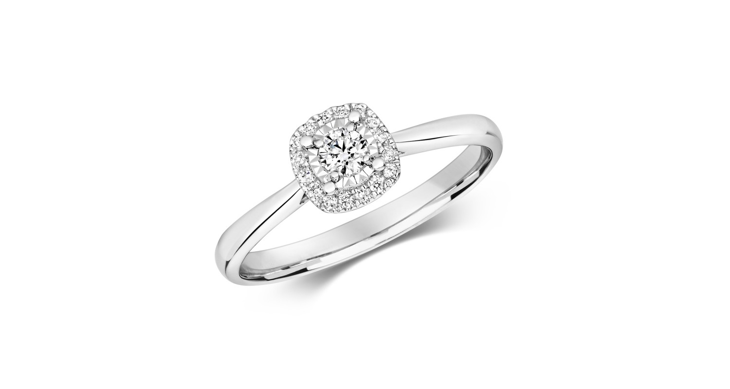 9ct White Gold Diamond Illusion Ring