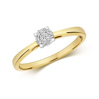 9ct Yellow Gold Diamond Illusion Ring