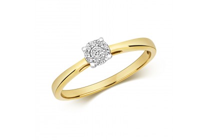 9ct Yellow Gold Diamond Illusion Ring