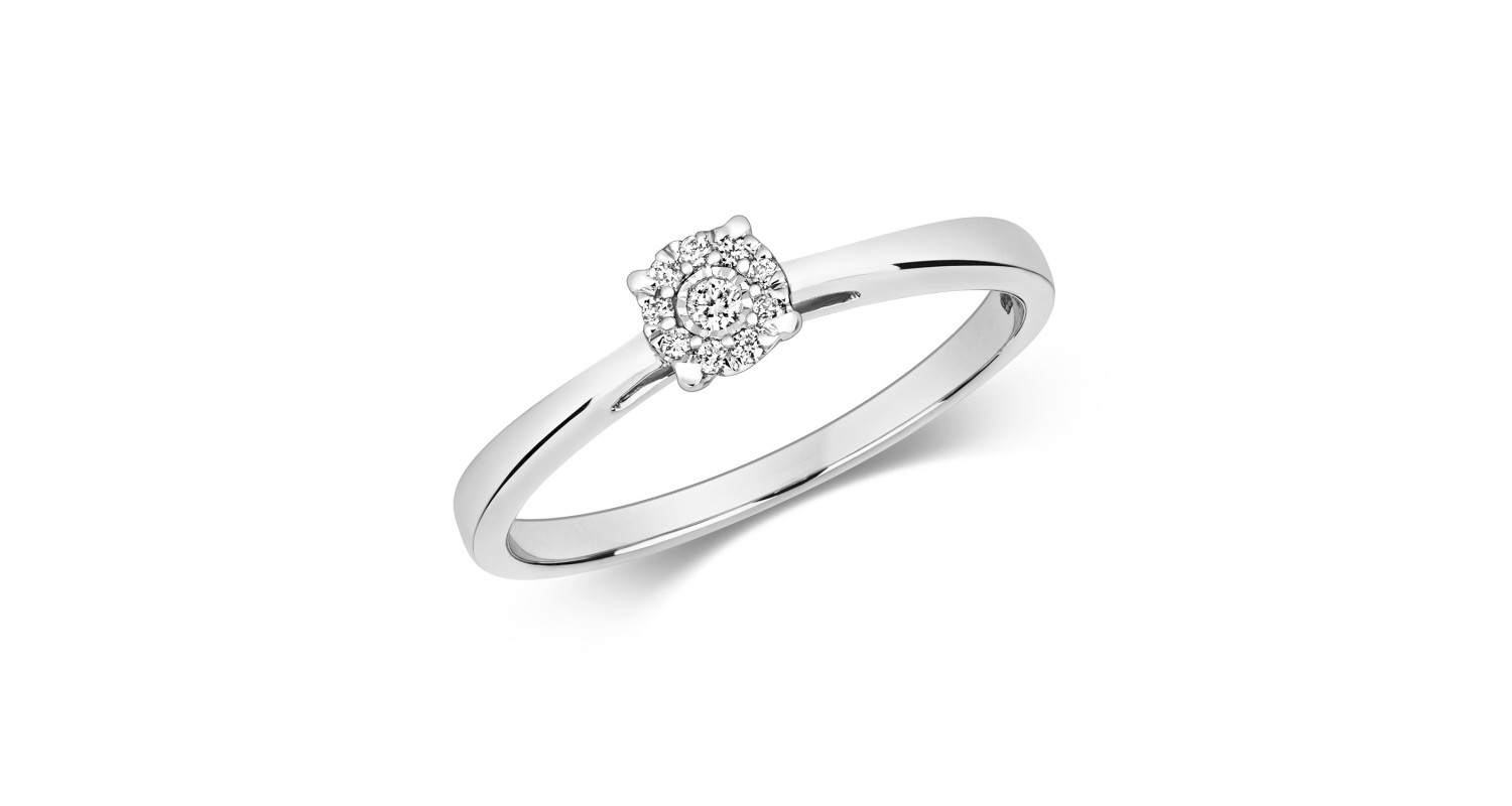 9ct White Gold Diamond Illusion Ring