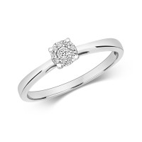 9ct White Gold Diamond Illusion Ring