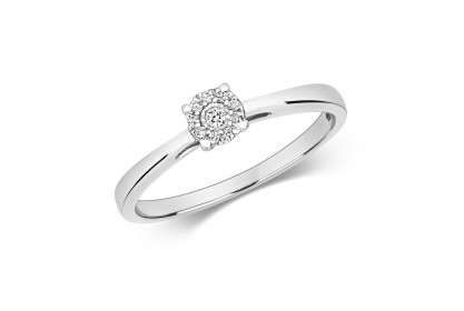 9ct White Gold Diamond Illusion Ring