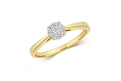  9ct Yellow Gold Diamond Illusion Ring