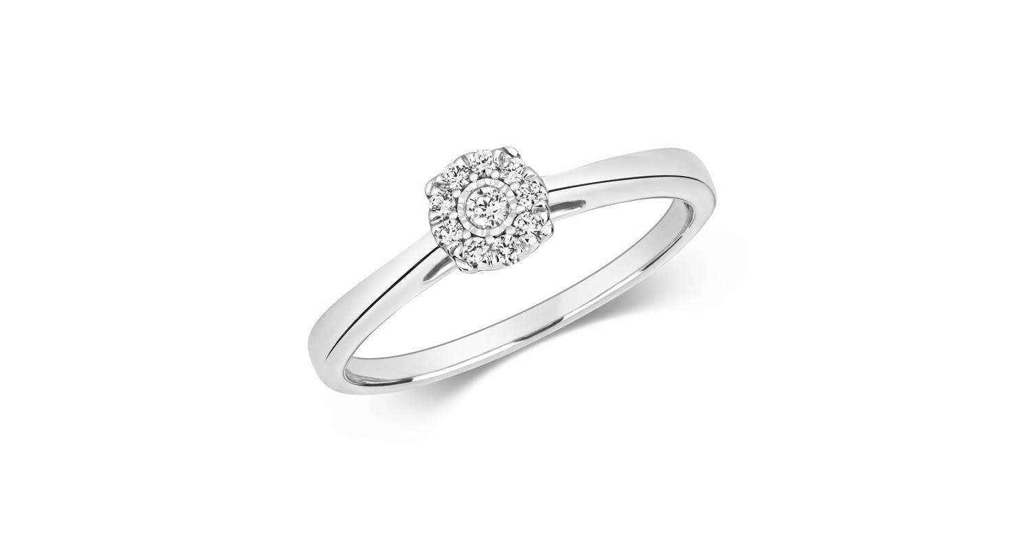 9ct White Gold Diamond Illusion Ring