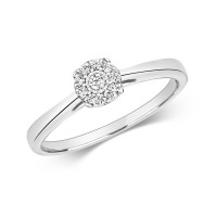 9ct White Gold Diamond Illusion Ring