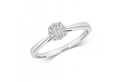 9ct White Gold Diamond Illusion Ring