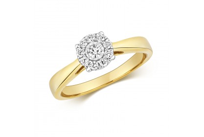 9ct Yellow Gold Diamond Illusion Ring