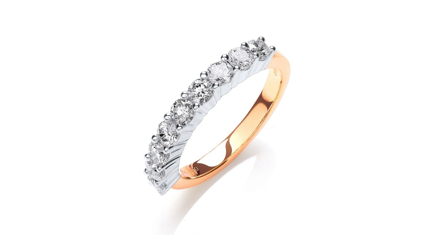 18ct Yellow Gold 1.00ct Diamond Half Eternity Ring