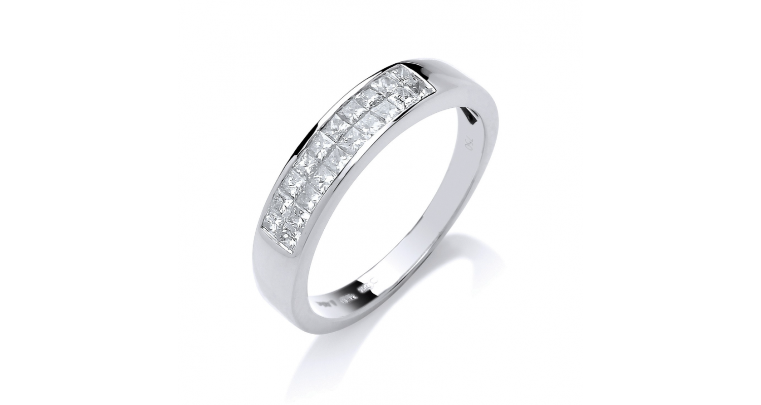 18ct White Gold 2 Row Diamond Eternity Ring