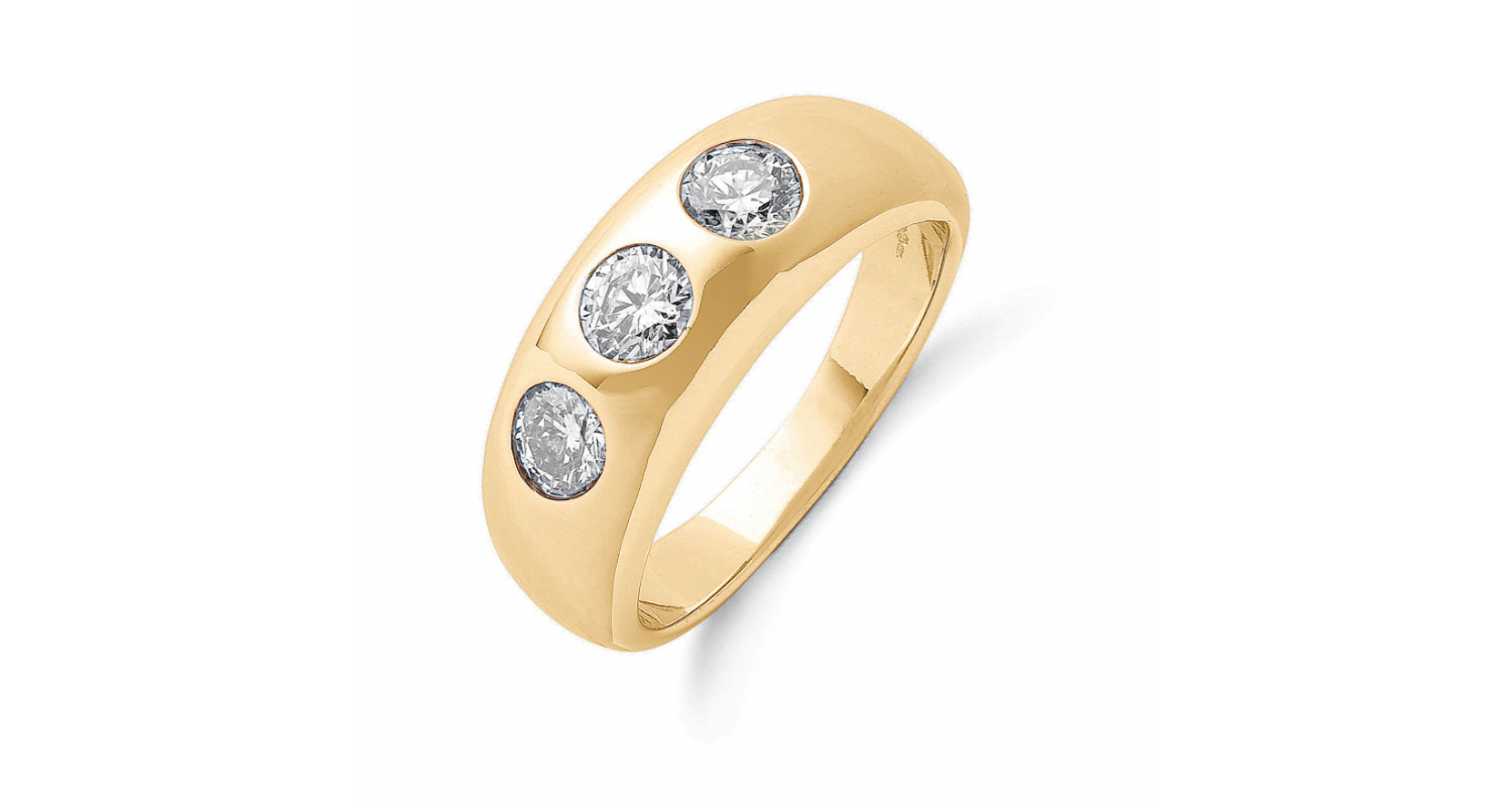 18ct Yellow Gold 1.00ct 3 Stone Diamond Ring