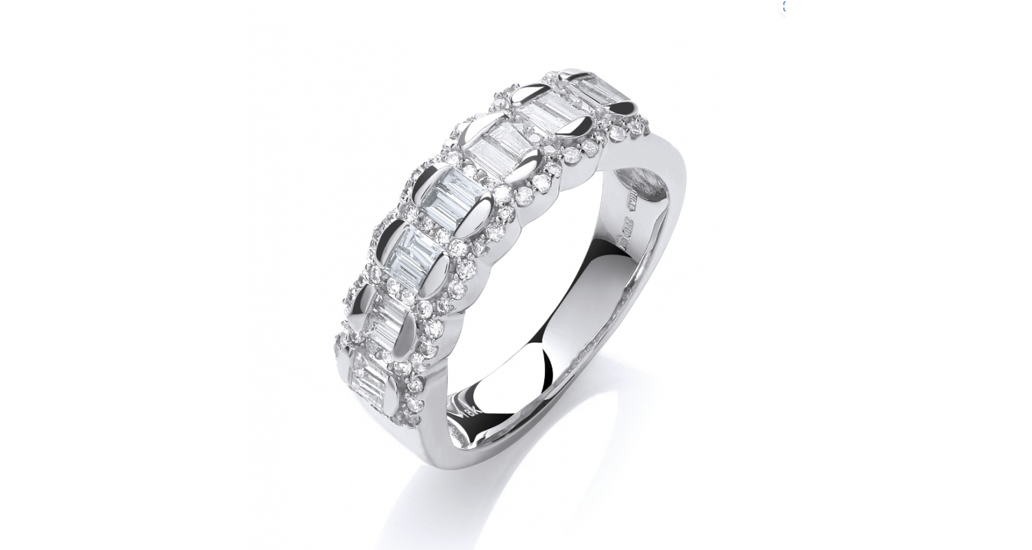 18ct White Gold 0.75ct Diamond Half Eternity Ring