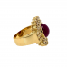 18ct Yellow Gold Ruby & Diamond Cluster Ring