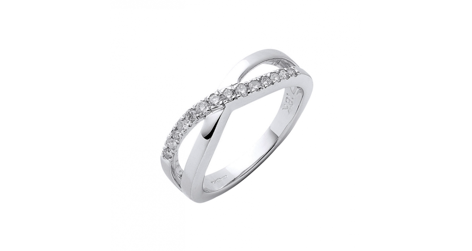 18ct White Gold Crossover Diamond Ring