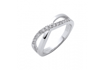 18ct White Gold Crossover Diamond Ring