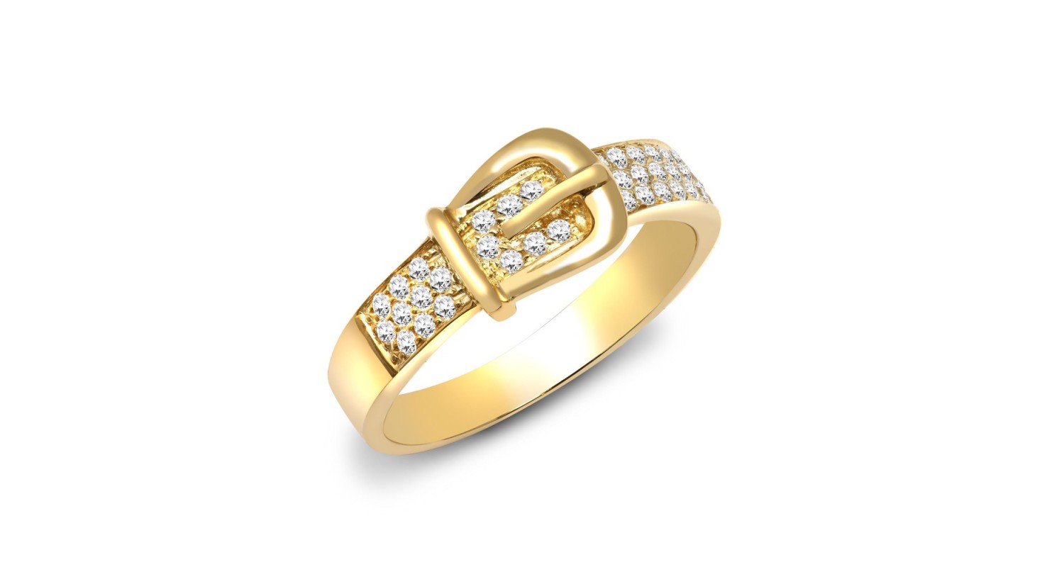 18ct Yellow Gold 0.34ct Diamond Buckle Ring