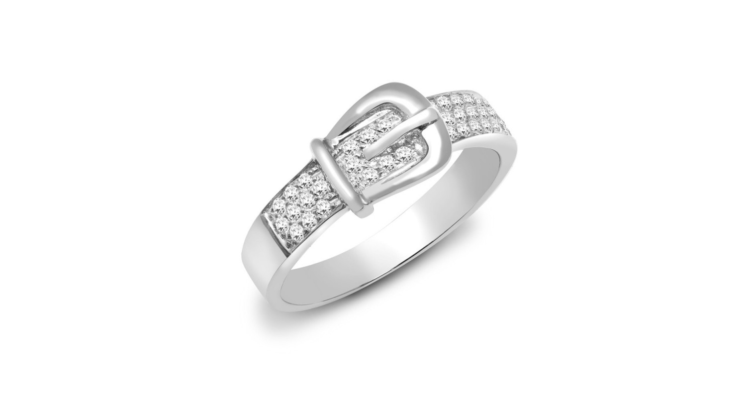 18ct White Gold 0.34ct Diamond Buckle Ring