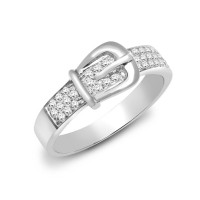 18ct White Gold 0.34ct Diamond Buckle Ring