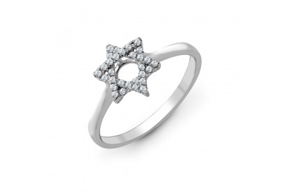 18ct White Gold 0.13ct Diamond Star of David Ring