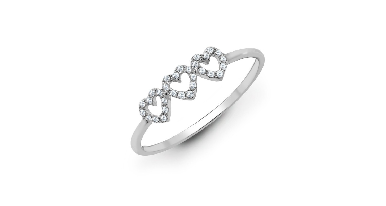 18ct White Gold Diamond Heart Ring