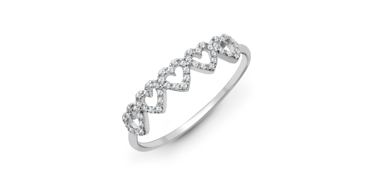 18ct White Gold Diamond Heart Ring