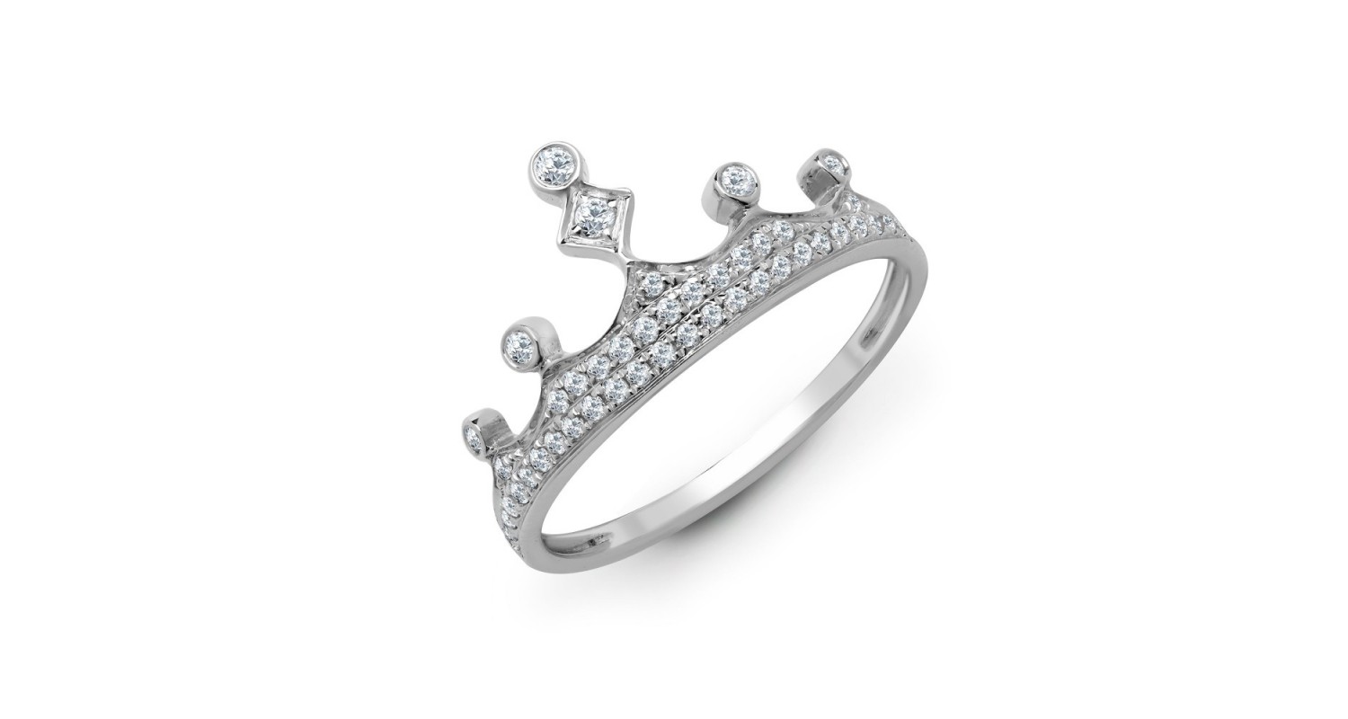 18ct White Gold 0.24ct Diamond Crown Ring