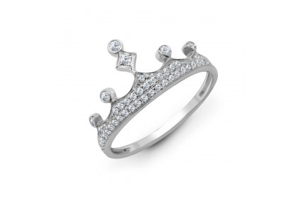 18ct White Gold 0.24ct Diamond Crown Ring