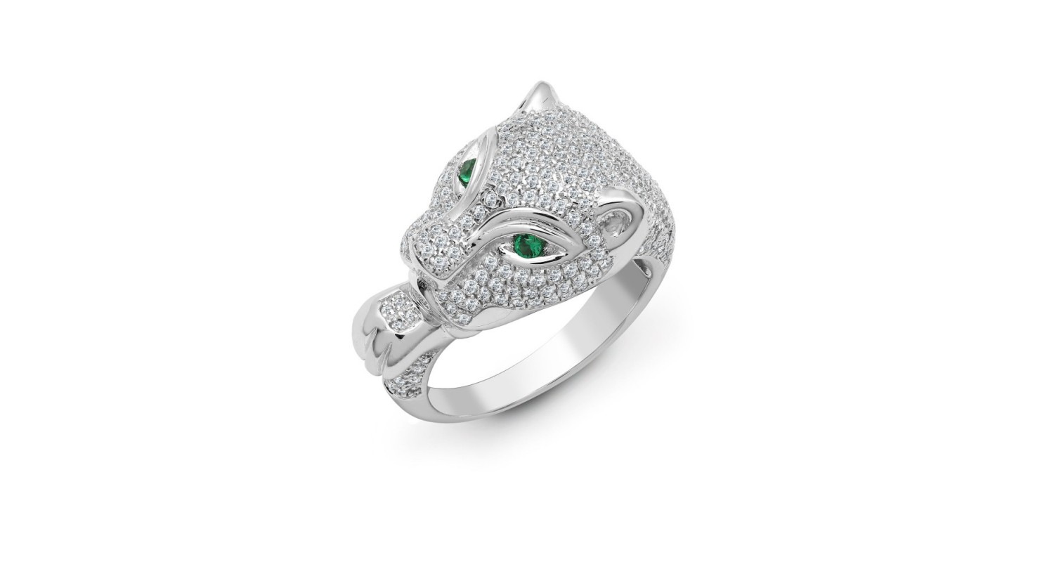 18ct White Gold 1.21ct Diamond Panther Ring