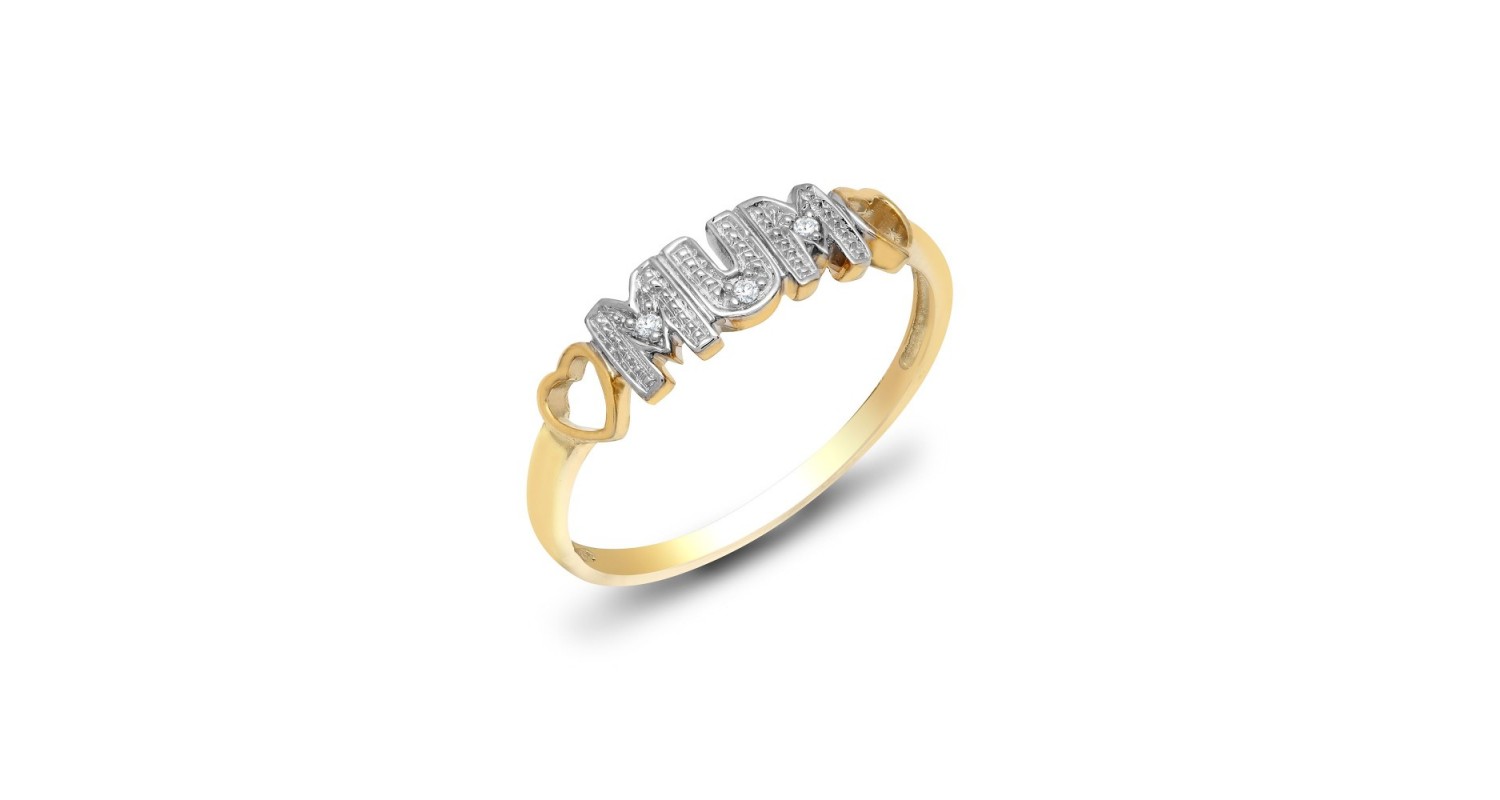 9ct Yellow Gold Diamond Mum Ring