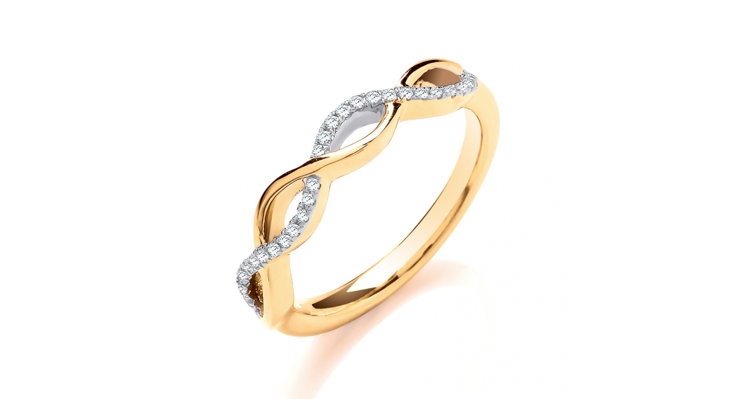 9ct Yellow Gold Entwined Diamond Ring