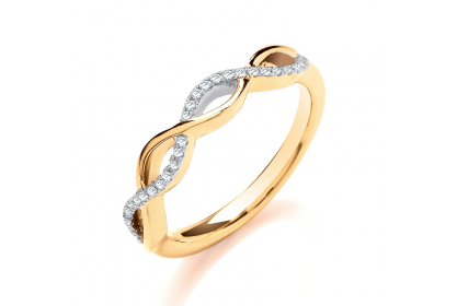 9ct Yellow Gold Entwined Diamond Ring