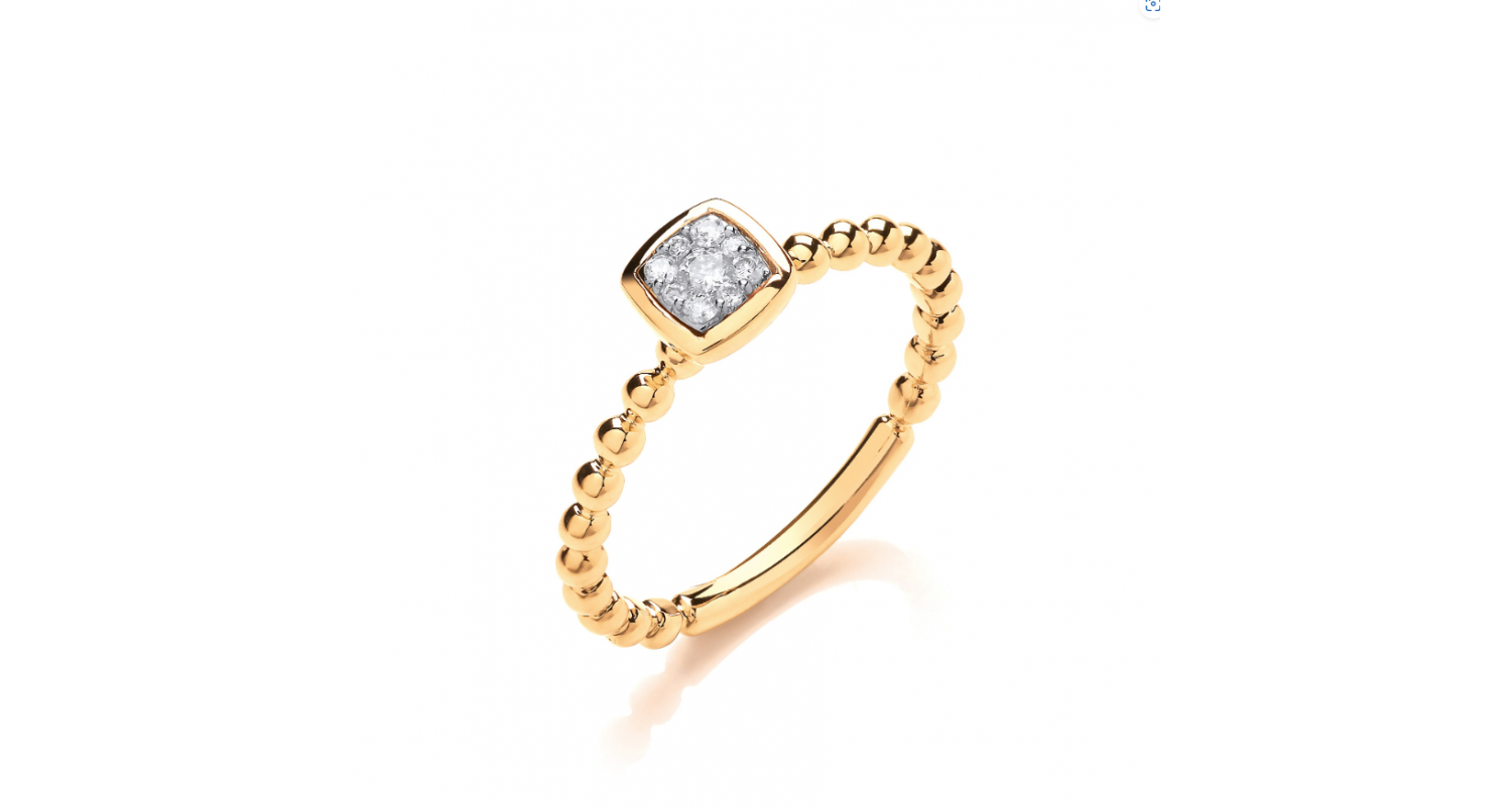 9ct Yellow Gold Diamond Beaded Ring