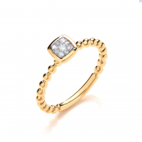 9ct Yellow Gold Diamond Beaded Ring