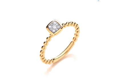 9ct Yellow Gold Diamond Beaded Ring