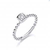 9ct White Gold Diamond Beaded Ring