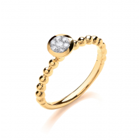 9ct Yellow Gold Diamond Beaded Ring