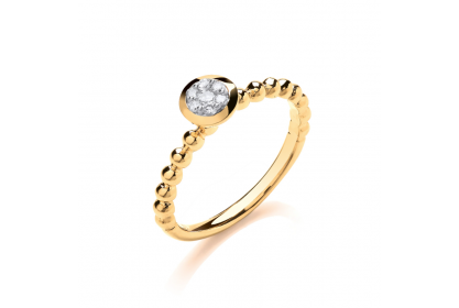 9ct Yellow Gold Diamond Beaded Ring