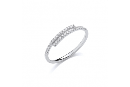 9ct White Gold Diamond Crossover Ring