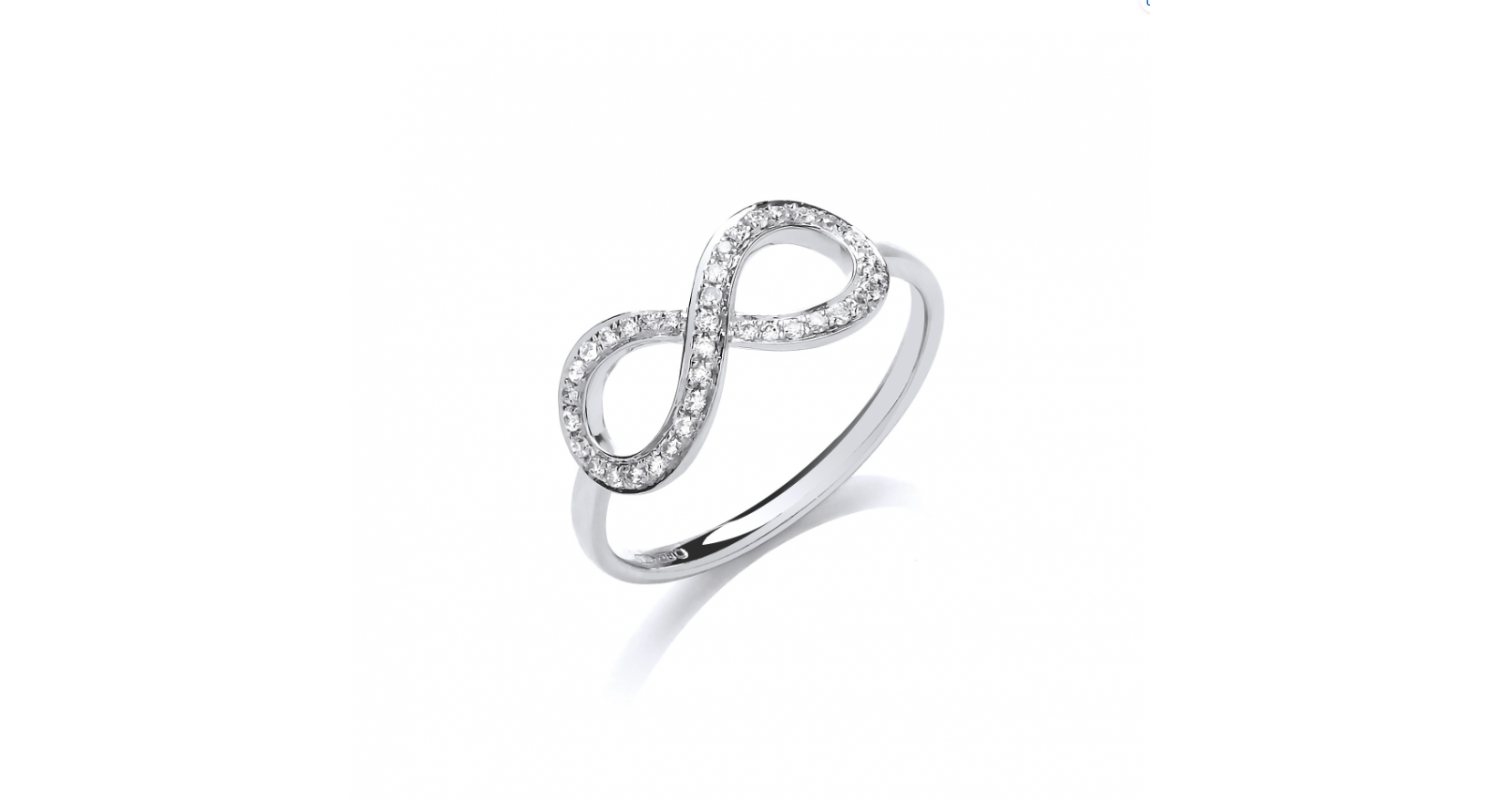 9ct White Gold Diamond Infinity Ring