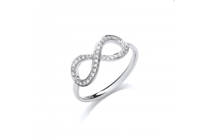 9ct White Gold Diamond Infinity Ring