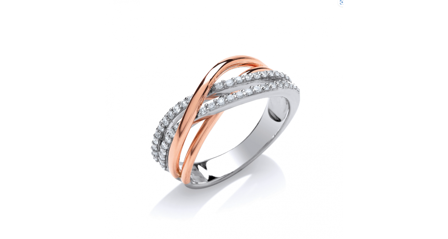 9ct White & Rose Gold Diamond Dress Ring