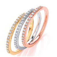 9ct Yellow Rose & White Gold Diamond Half Eternity Ring