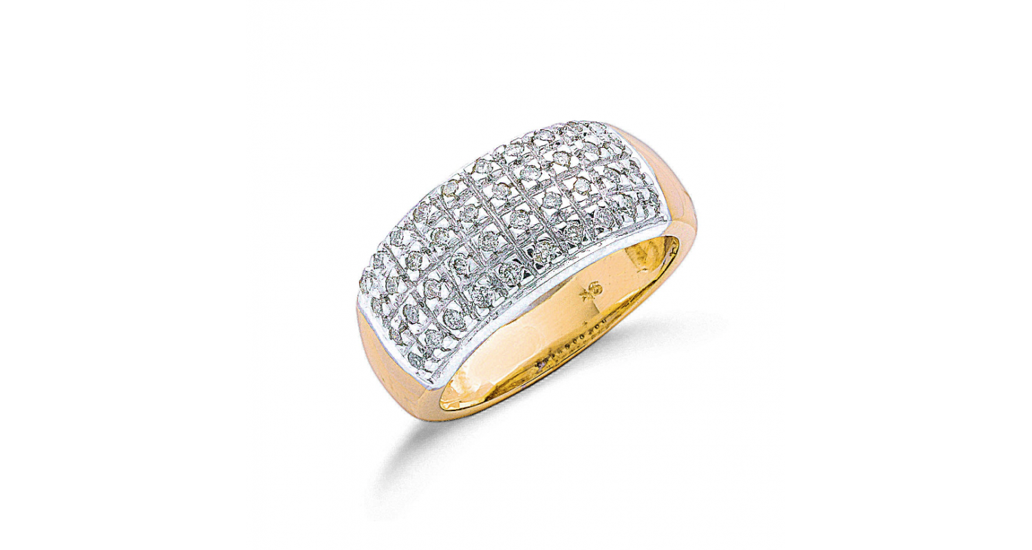 9ct Yellow Gold Diamond Bombay Ring