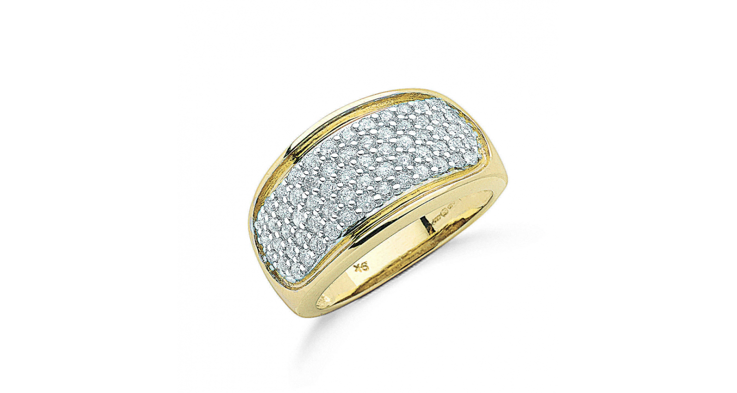 9ct Yellow Gold 1.00ct Diamond Bombay Ring