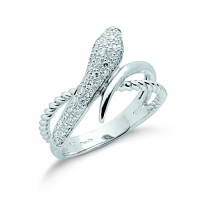 9ct White Gold 0.15ct Diamond Snake Ring