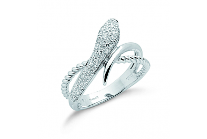 9ct White Gold 0.15ct Diamond Snake Ring