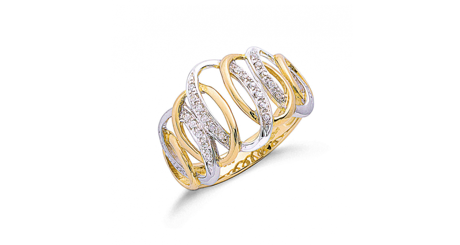 9ct Yellow & White Gold Diamond Ring