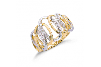 9ct Yellow & White Gold Diamond Ring