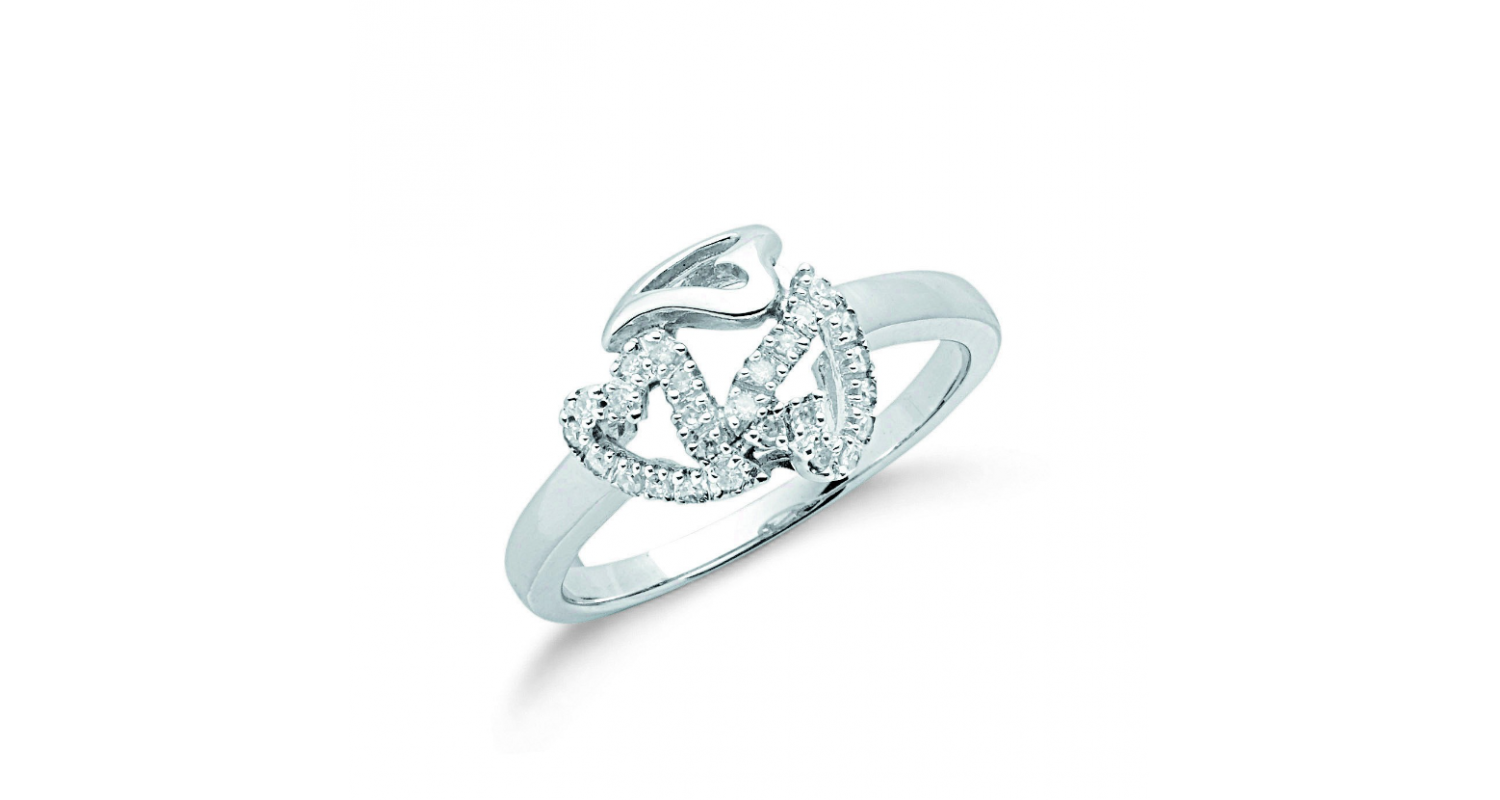 9ct White Gold Diamond Heart Ring