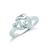 9ct White Gold Diamond Heart Ring